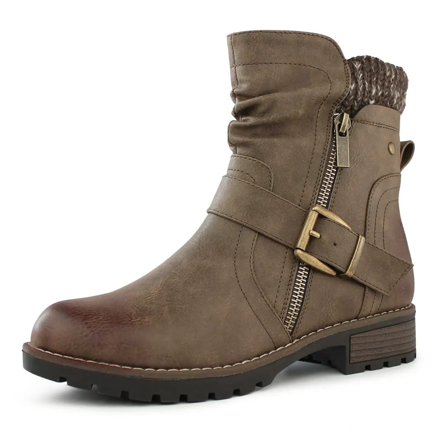 Comfortable Genuine Leather Boots With Laces And Inside Zippers