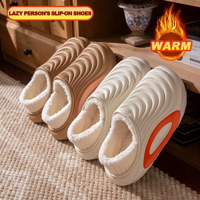 Women’s Plush Waterproof Fleece-Lined Indoor–Outdoor Winter Slippers