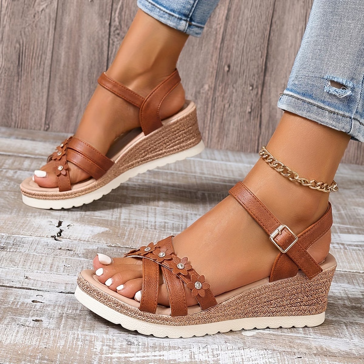 Women's Printed Design Fashionable Heeled Sandals