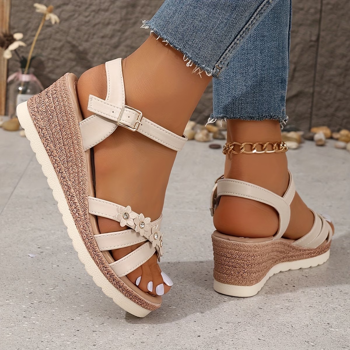 Women's Printed Design Fashionable Heeled Sandals