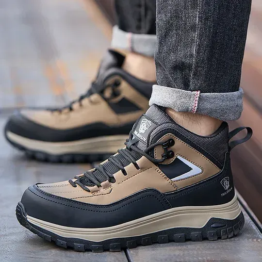 (⏰Limited Time Sale 70% OFF) Men's Orthopedic Protective Hiking/Work Boots - Waterproof, Slip-resistant, Impact-resistant, Puncture-resistant - Wide toe box, Arch Support, Ankle Support