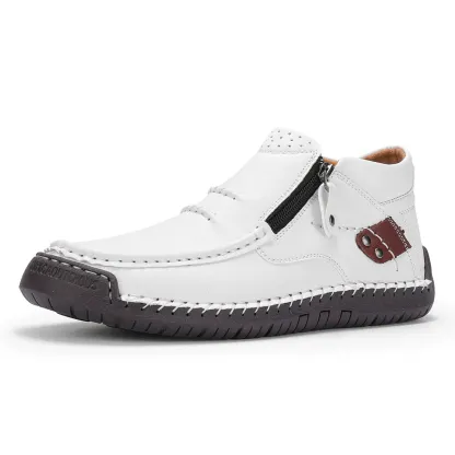 ⏰Last Day! 50% OFF 🔥Men's Handmade Leather Boots with Arch Support & Wide Toe Box | Easy Zip Design