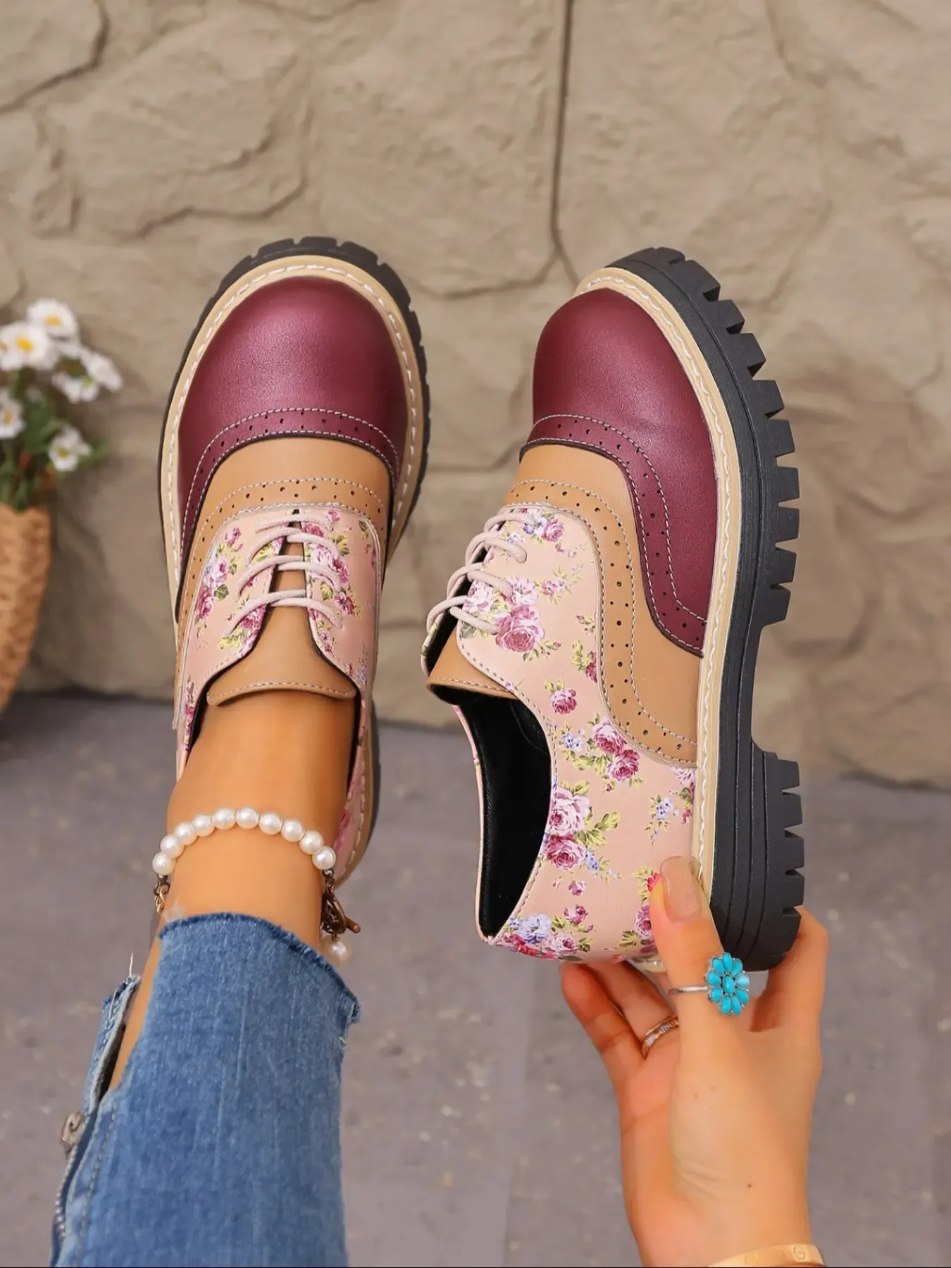 Women's Chunky Block Heel Retro Buckle Shoes