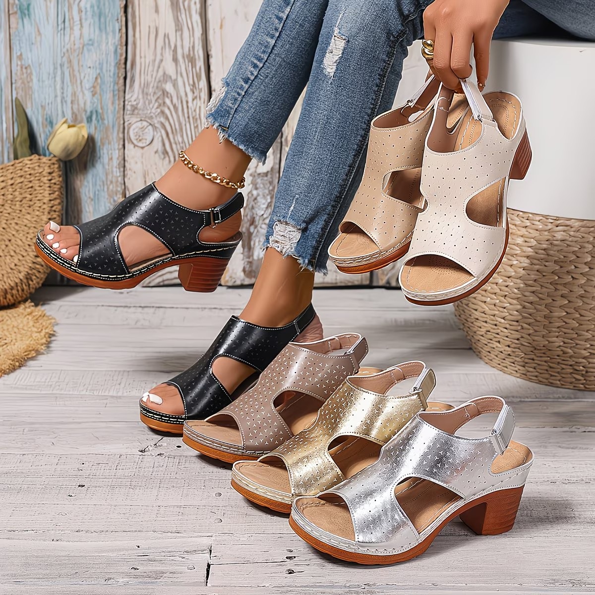 Women's Elegant Chunk-Heeled Sandals