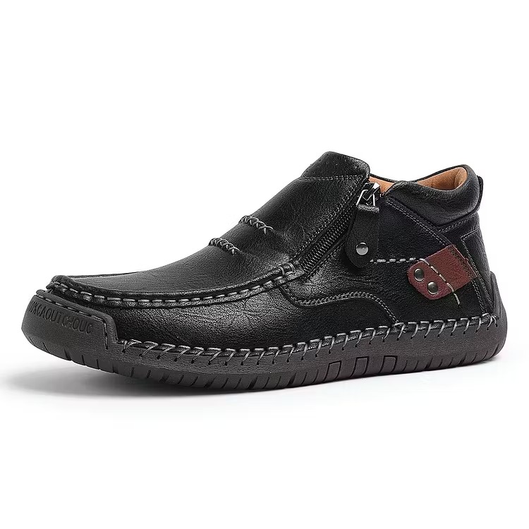 ⏰Limited Time Sale 50% OFF-Men’s Handmade Premium Leather Slip-On Driving Boots – Wide Toe, Arch Support
