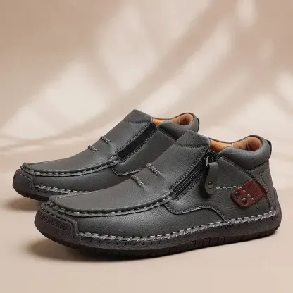 ⏰Limited Time Sale 50% OFF-Men’s Handmade Premium Leather Slip-On Driving Boots – Wide Toe, Arch Support