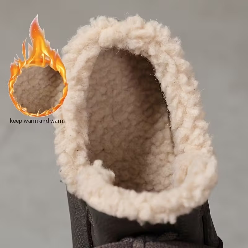 Women's Leather Waterproof Warm Platform Boots