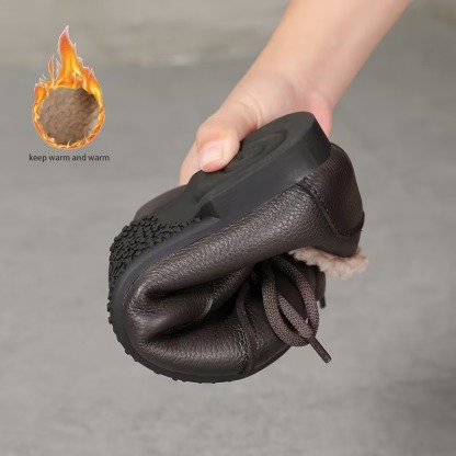 Women's Leather Waterproof Warm Platform Boots