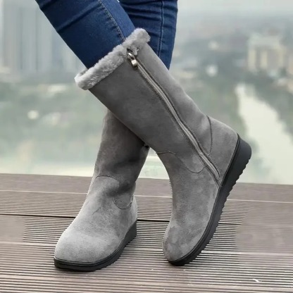 Women's Solid Color Fuzzy Boots
