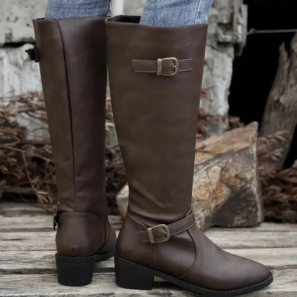 Comfy Chunky Heel Mid-Calf Boots