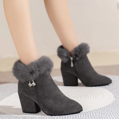 Elegant Solid Color Ankle Booties