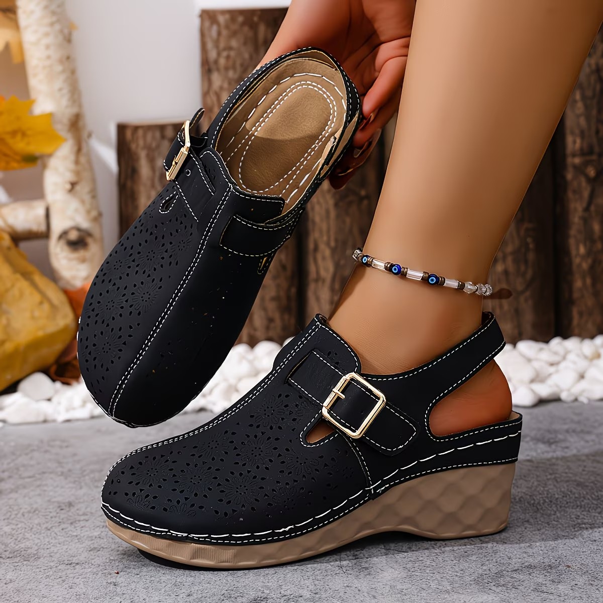 🔥LAST DAY PROMOTION 50% OFF - WOMEN'S LEATHER PLATFORM WEDGE ORTHOPEDIC SANDALS