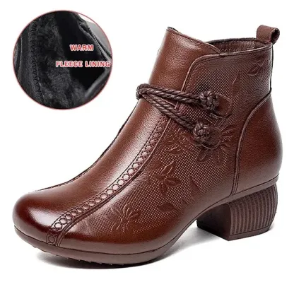 Women’s Warm Leather Comfort Ankle Boots