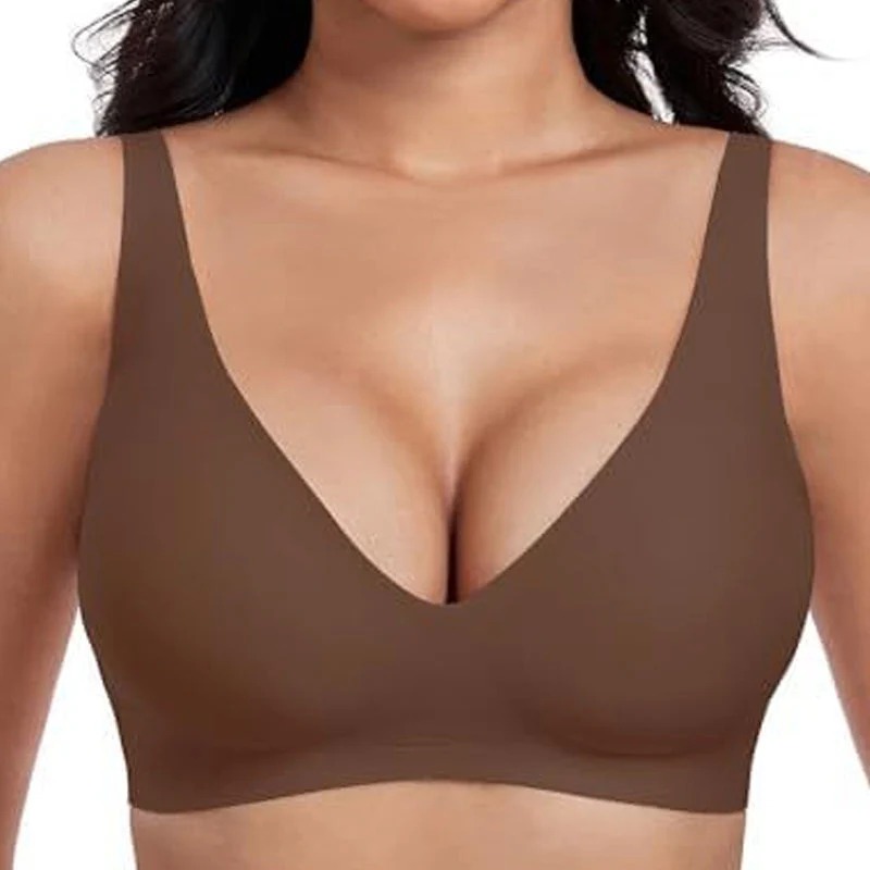 💗LAST DAY SALE 50% OFF⚡ Jelly Wireless Womens Comfortable Wireless Bras Push Up Bralettes Seamless Tshirts Bras Deep V Everyday Bras