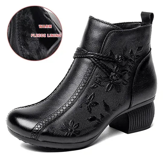 Women’s Warm Leather Comfort Ankle Boots
