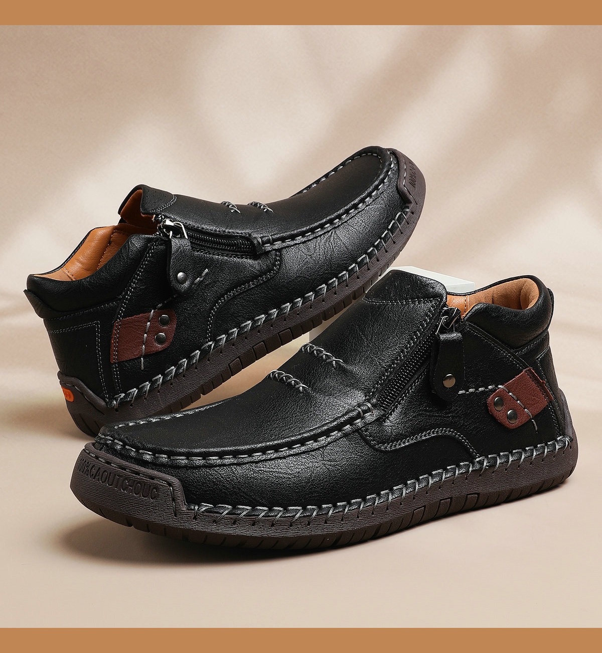 ⏰Last Day! 50% OFF 🔥Men's Handmade Leather Boots with Arch Support & Wide Toe Box | Easy Zip Design