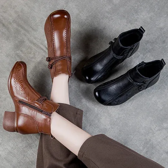 Women’s Warm Leather Comfort Ankle Boots