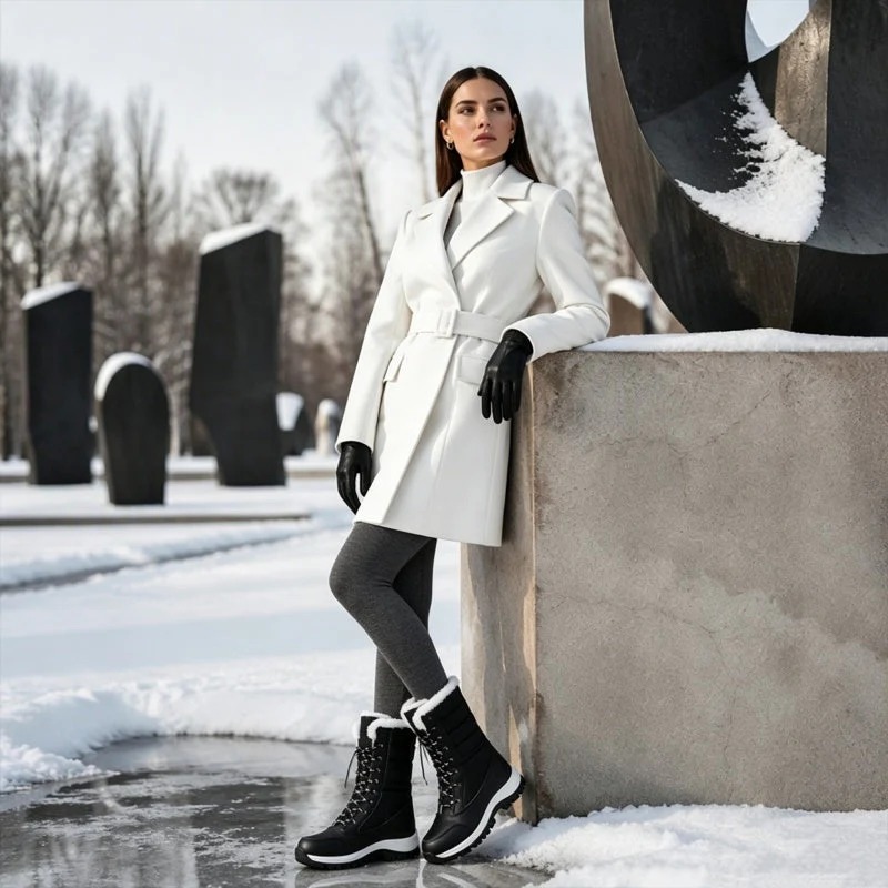 Women's Waterproof Plush-Lined Mid-Calf Snow Boots