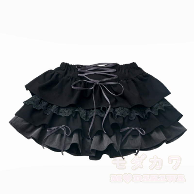 Gothic Lace Halter Cami Top Short Sleeve Cardigan Ruffle Skirt Three Pieces Set - Skirt - XL - image 10