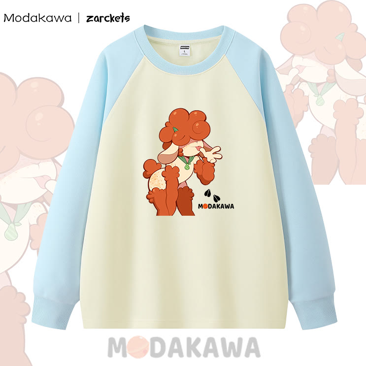 Modakawa X Zarckets Lamb Print Raglan Long Sleeve Top - Blue - 5XL - image 5