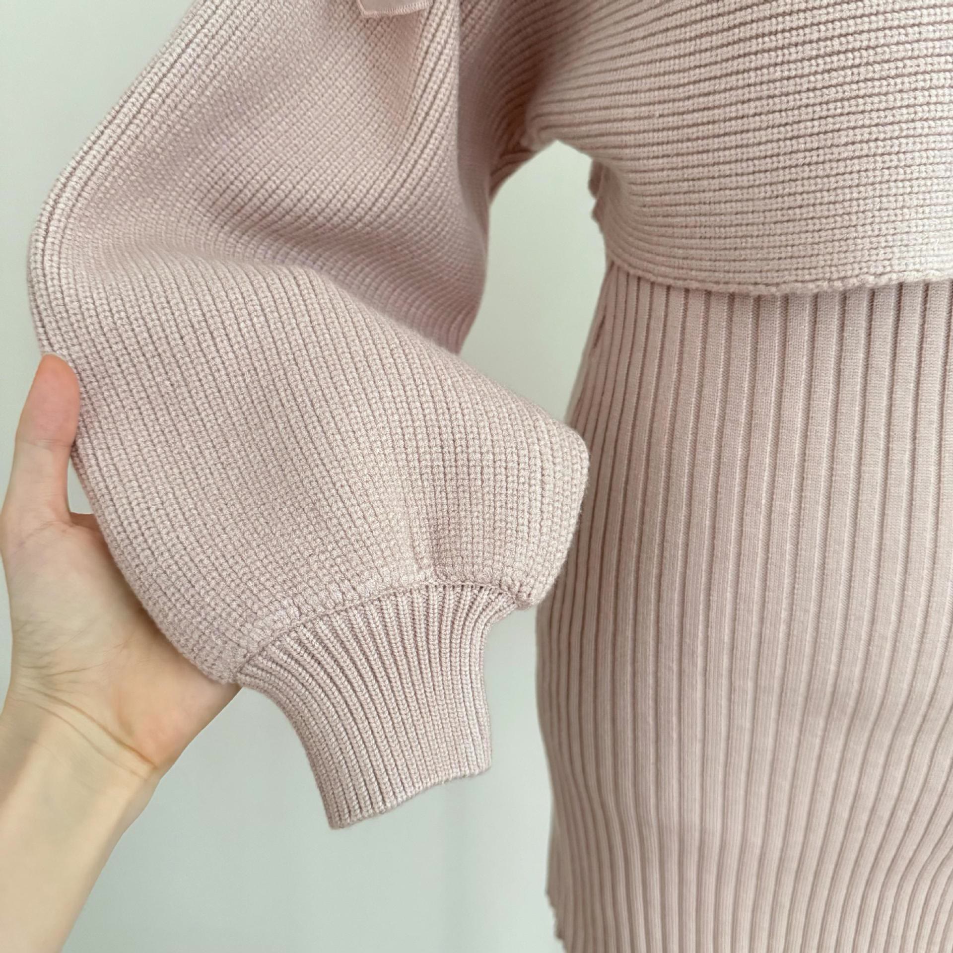 Sweet Bow Knit Cover-up and Dress Two Pieces Set - image 12