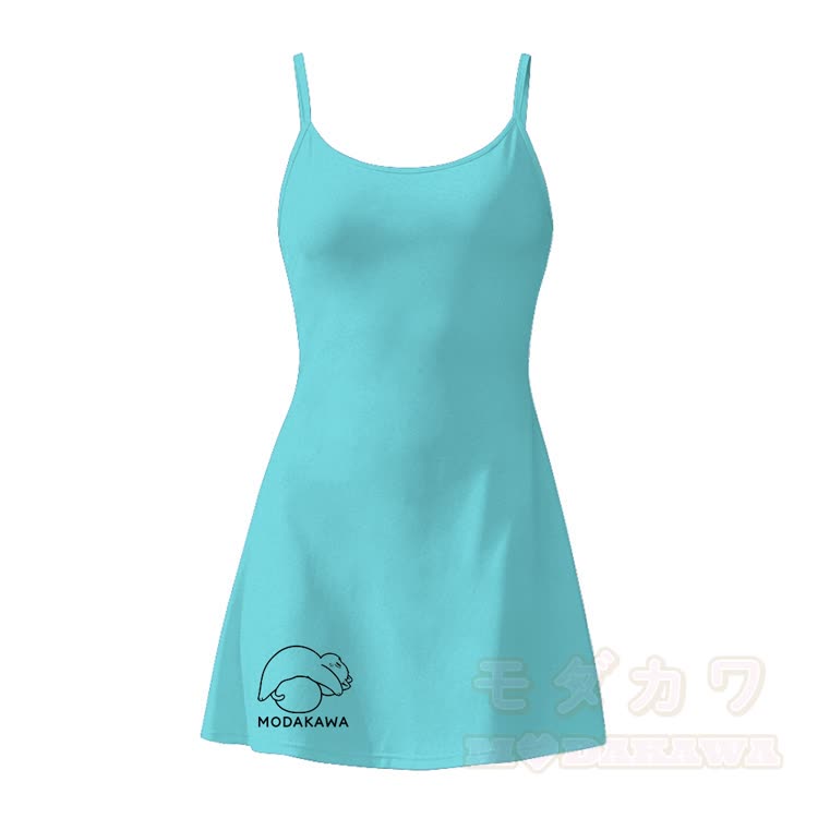 Laying Kitty Graphic Modakawa Gradient Sleeveless Workout Tennis Dress with Hidden Pocket Shorts - Blue - 2XL - image 8