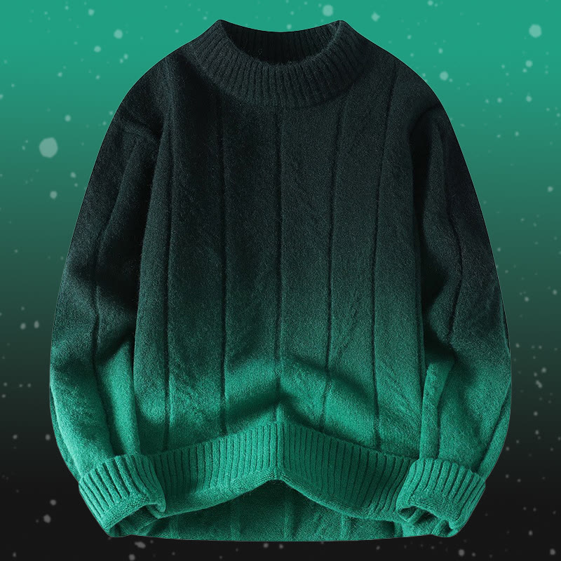 Gradient Knit Sweater Pocket Pants Two Pieces - Green Sweater - 4XL - image 9