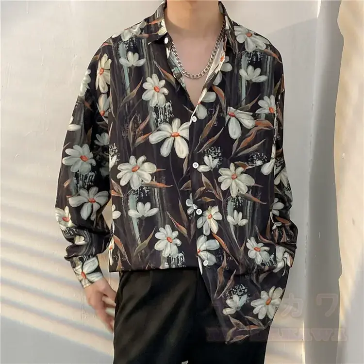 Men's Vintage Print Long Sleeve Button-Up Shirt - Multicolor AH - 3XL - image 35