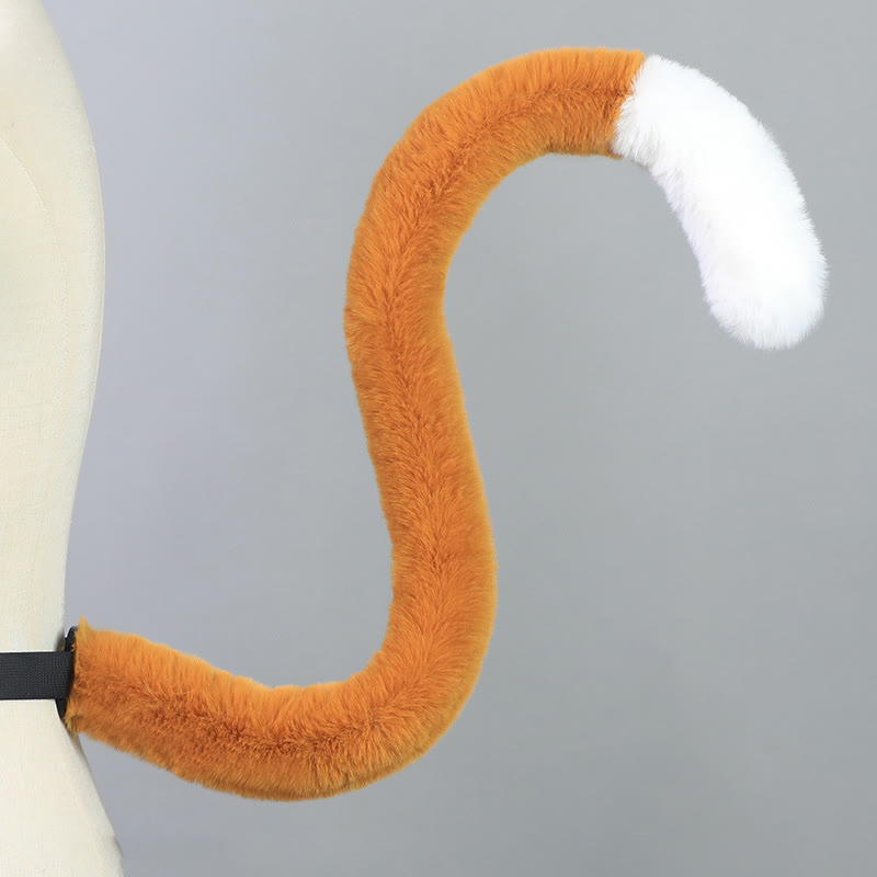 Halloween Furry Bow Animal Ears Headband and Tail - Camel & White Cat Tail - One Size - image 38