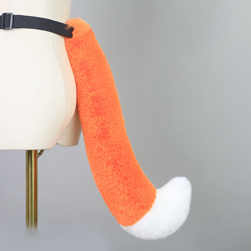 Halloween Furry Bow Animal Ears Headband and Tail - Orange & White Fox Tail - One Size - image 47