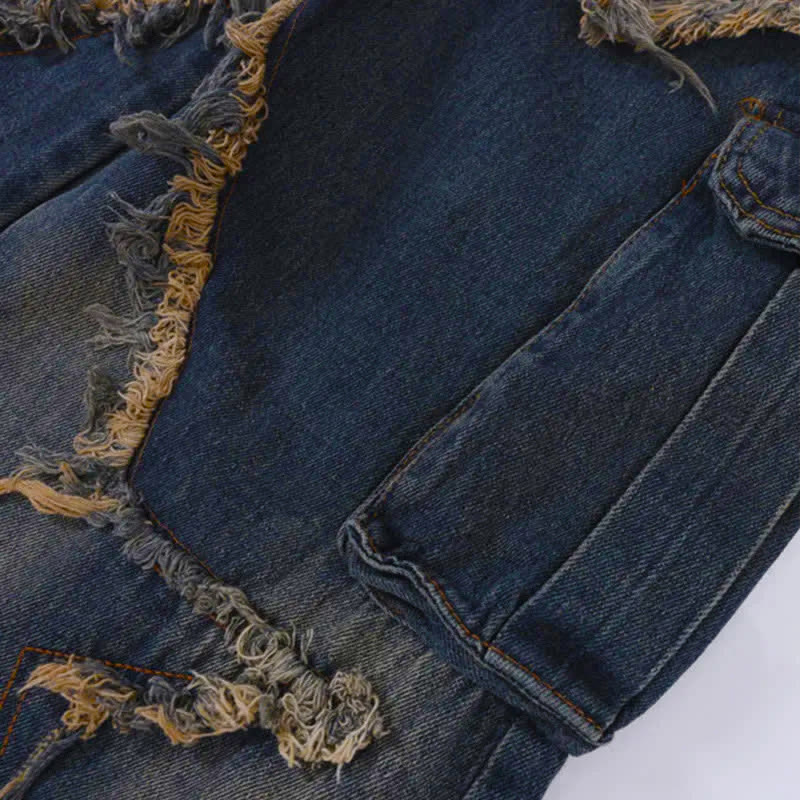 Vintage Star Pattern Loose Denim Pants - image 12