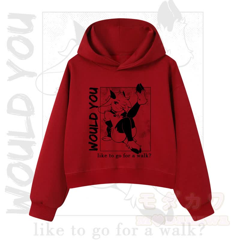 MODAKAWA X zarckets WOULD YOU Fox Graphic Cropped Cotton Hoodie - Red  - 3XL - image 10