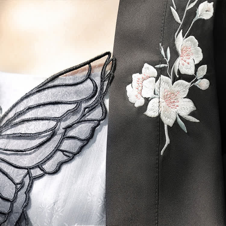 Butterfly Embroidered Split Dress and Cropped Cardigan - image 9