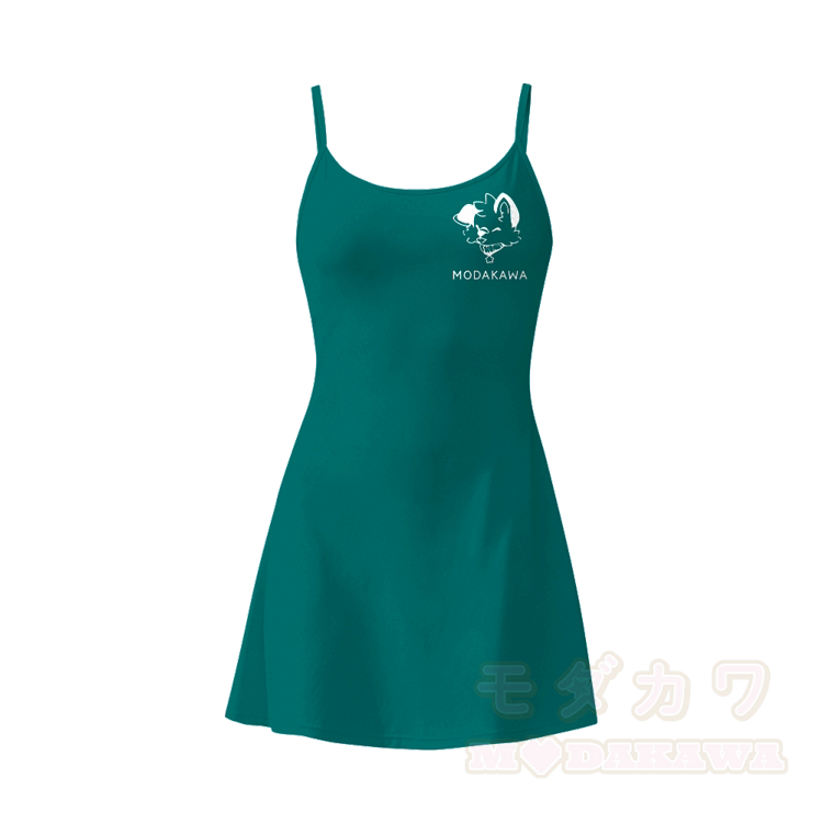 MODAKAWA X popipeko Tongue Out Puppy Graphic Sleeveless Workout Tennis Dress with Hidden Pocket Shorts - Green - 2XL - image 8