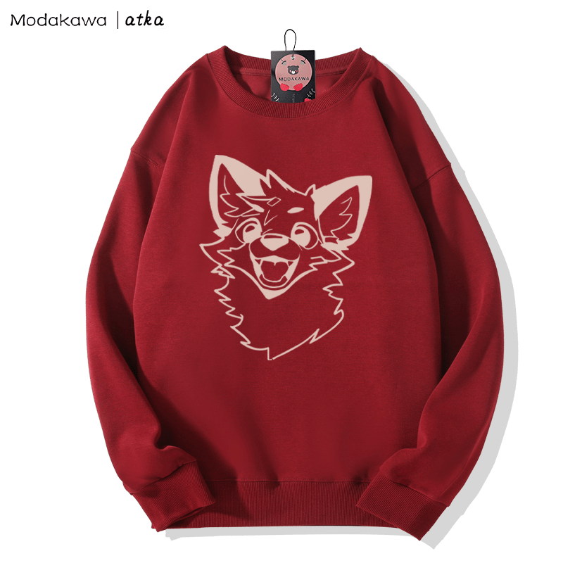 MODAKAWA X atka Fox Print Round Collar Sweatshirt - Red - 5XL - image 4