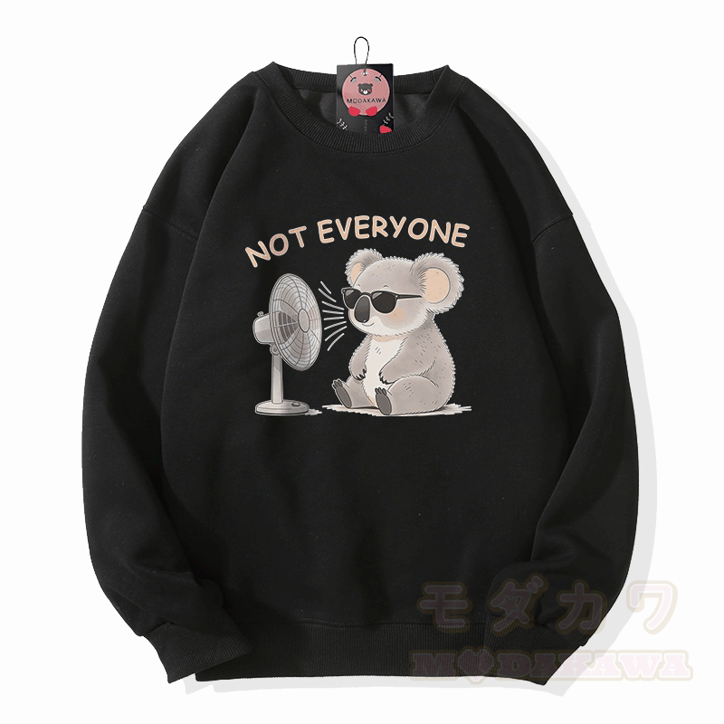 NOT EVERYONE Koala Graphic Modakawa Unisex Sweatshirt - Black - 5XL - image 4
