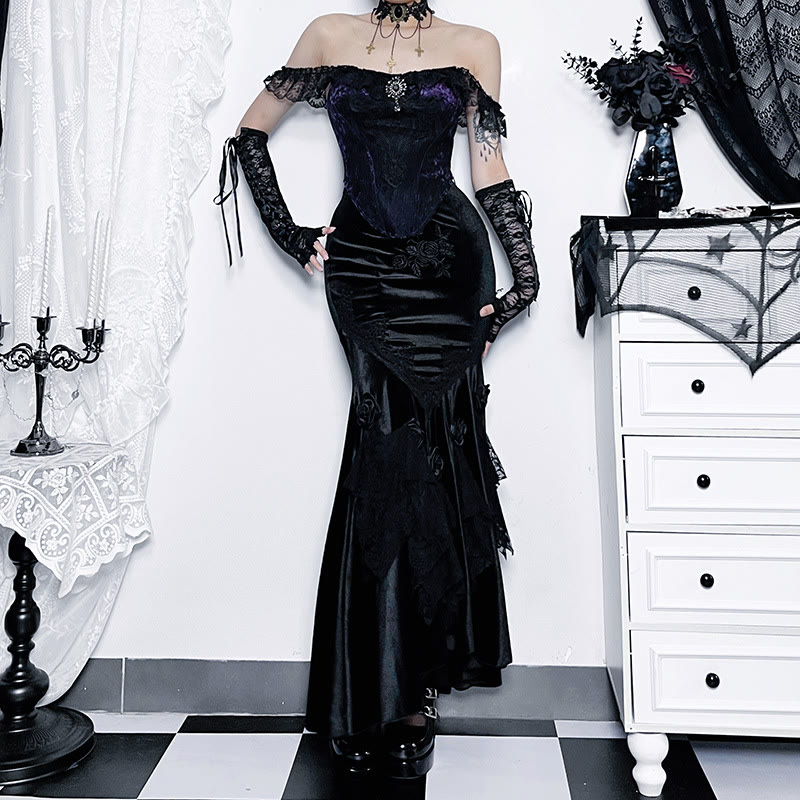 Dark Gothic Mermaid Midi Skirt - image 5