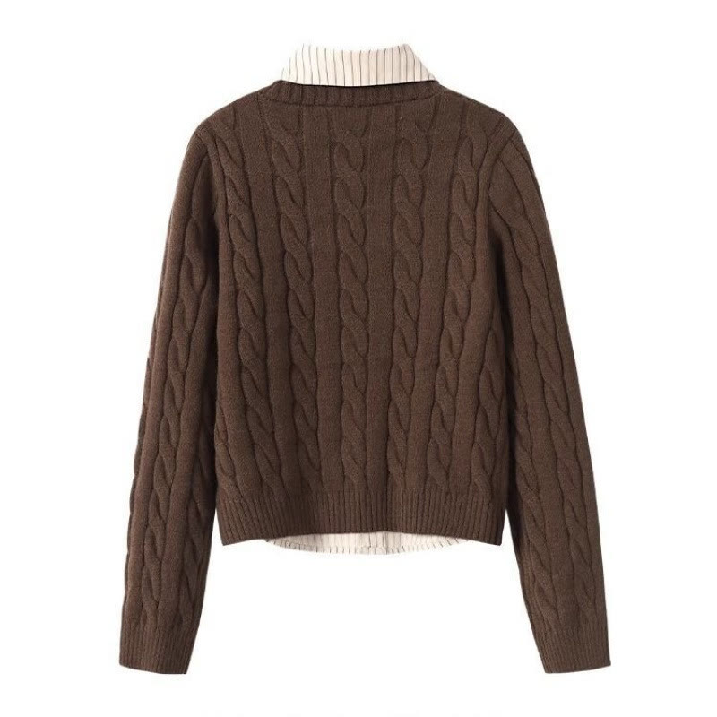 Preppy Faux Layered Knit Sweater with Mini Skirt Two Pieces Set - image 3