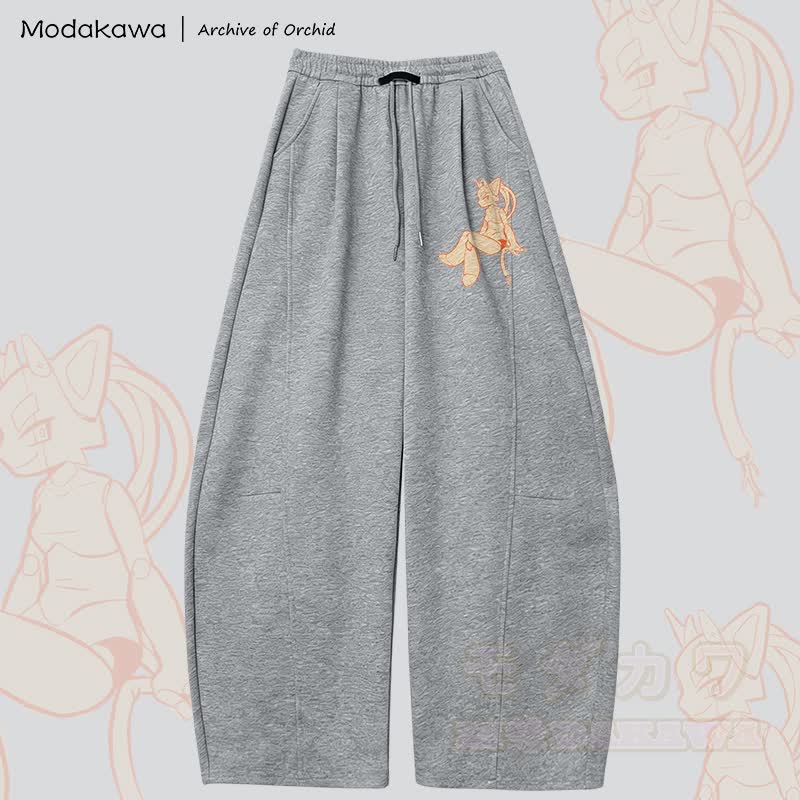 MODAKAWA X Archive of Orchid Devil Girl Graphic Wide Leg Pants - Dark Grey - 5XL - image 4