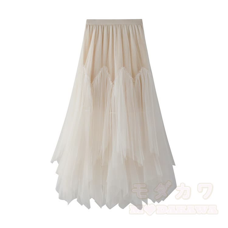MEOW Kitty Graphic Modakawa Off Shoulder Top & Layered Mesh Maxi Skirt - Apricot Skirt - One Size - image 13