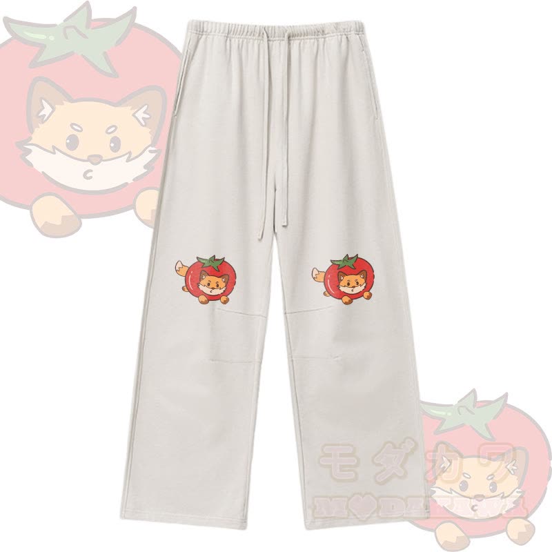 MODAKAWA Tomato Fox Graphic Drawstring Pants - Apricot - XL - image 3