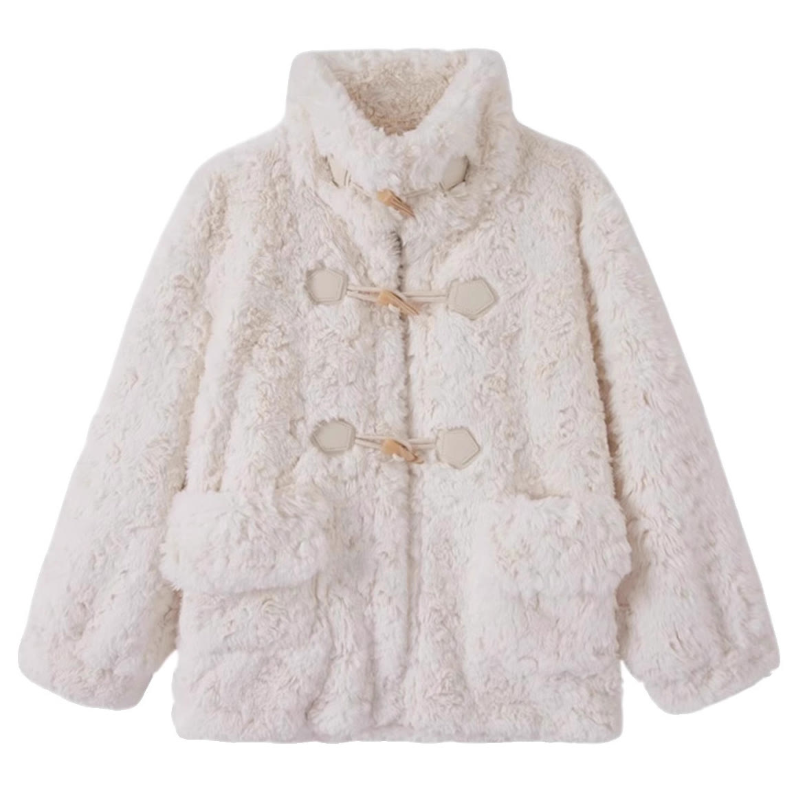 Chic Sherpa Cropped Duffle Coat - image 7