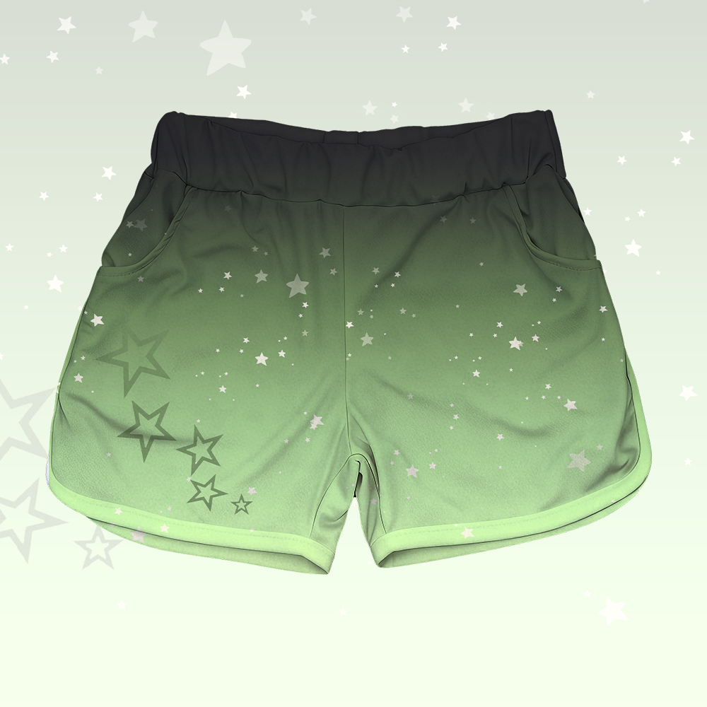 Star Graphic 100% Cotton T-shirt Gradient Shorts Modakawa Matching Outfit - Green & Black Shorts - 5XL - image 7