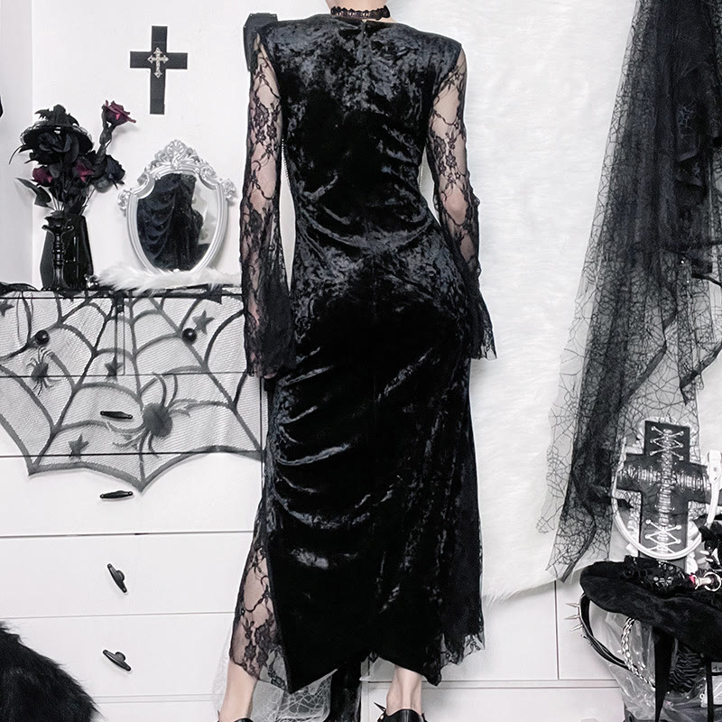 Halloween Dark Gothic Lace Dress - image 8
