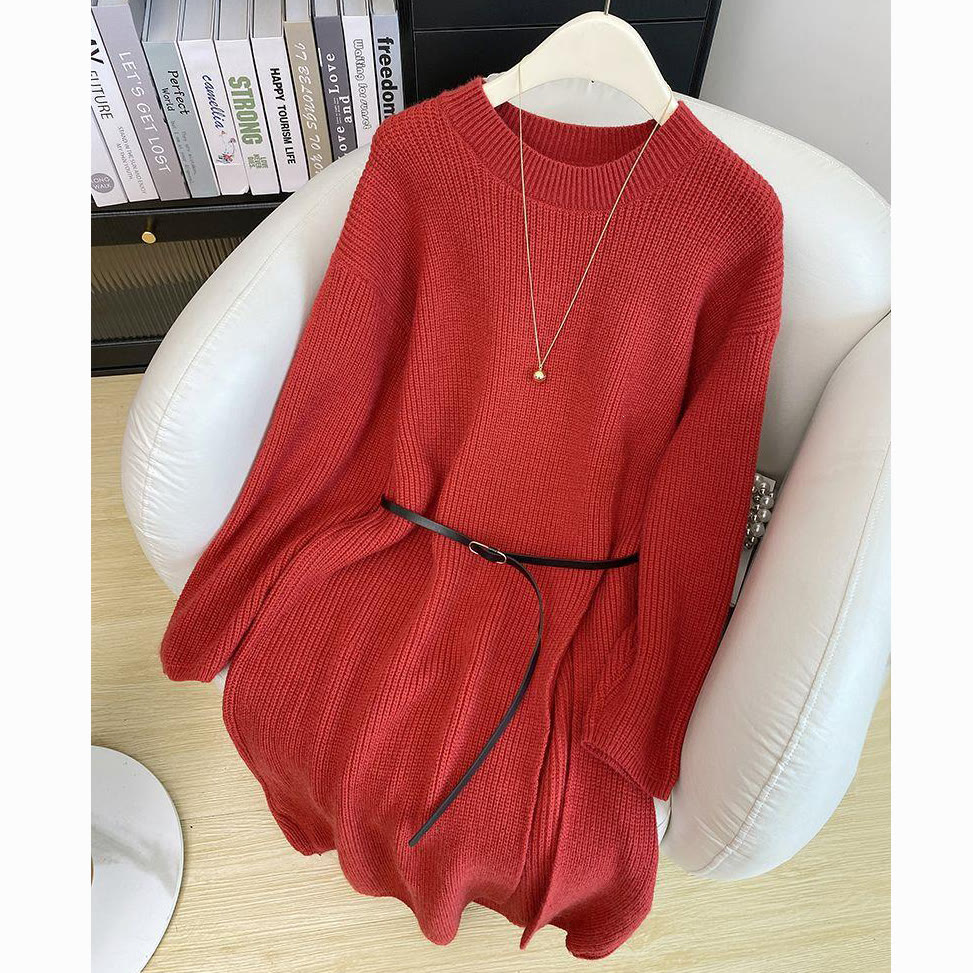 Vintage Knit Sweater Dress and Skirt Two Pieces Set - Red Top - 3XL - image 6