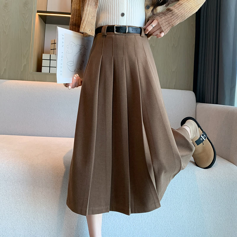 Vintage Wool Pleated Skirt - Khaki - XL - image 8