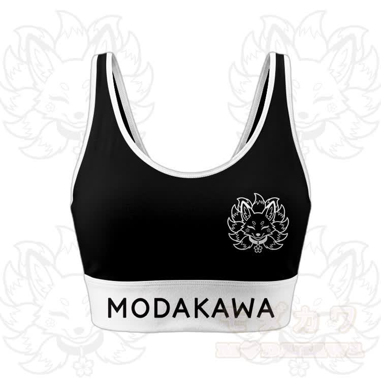 Nine Tailed Fox Graphic Crop Tank Sport Top Shorts Modakawa Matching Outfit - Black Top - 5XL - image 6