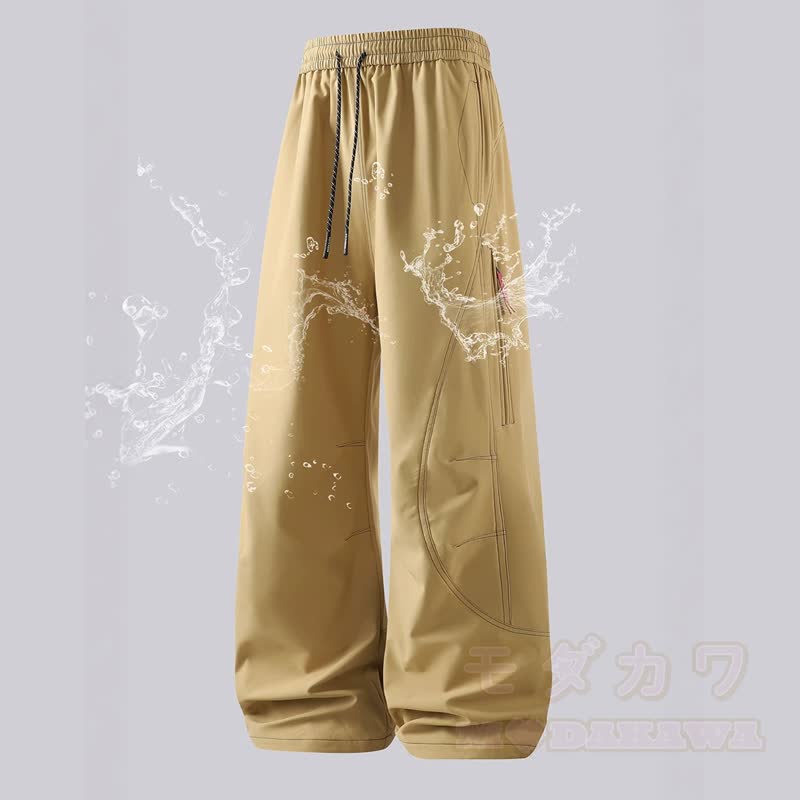 Vintage Casual Waterproof Windproof Loose Cargo Pants  - Yellow - 3XL - image 4