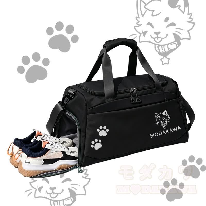 MODAKAWA X popipeko Kitty Graphic Large Capacity Sports Gym Duffel Bag - Black - 55*28*26 cm - image 6