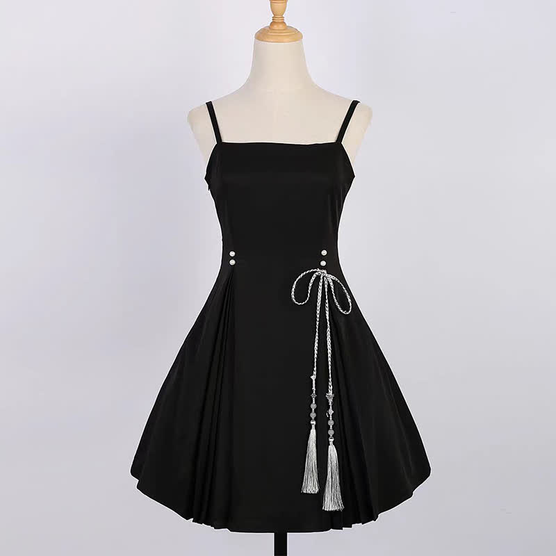 3D Butterfly Pearl Decor Top Lace-up Slip Dress - image 7